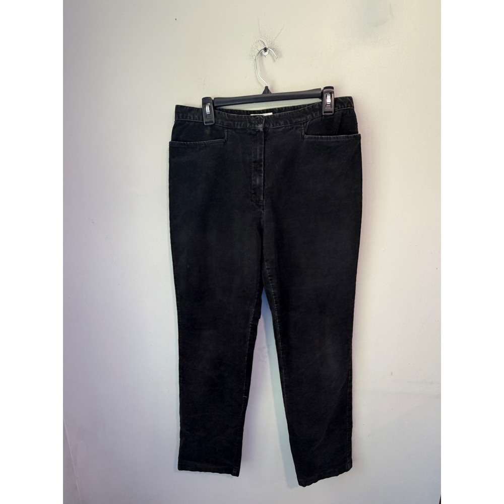 Jones Sport Black Corduroy Stretch Pants Straight Leg Size 12 High Rise